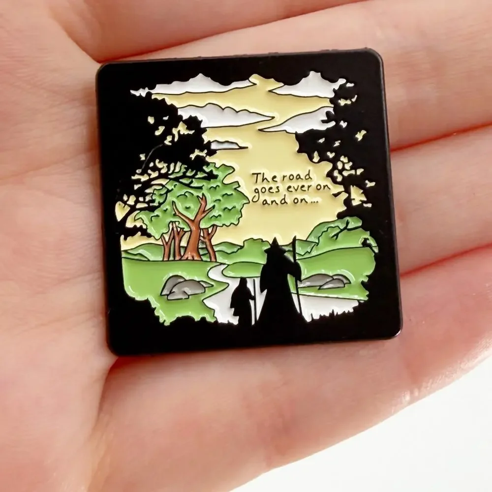 Fantasy Road Enamel Pin Adventure LOTR Nature Wanderlust Cottagecore Vintage